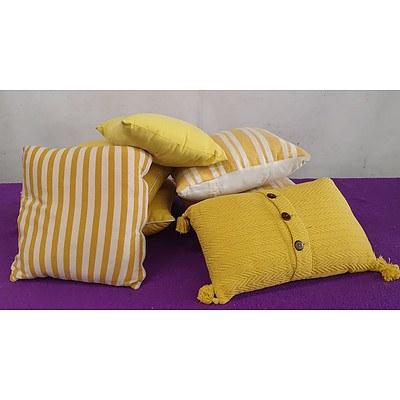 Yellow Throw Cushions - Lot of Seven
