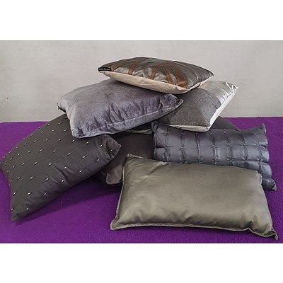 Grey Throw Cushions - Lot of Eight