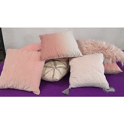 Pink Throw Cushions - Lot of Eight