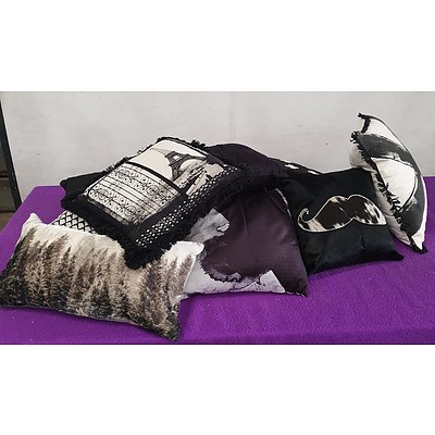 Black and Black/Grey Throw Cushions - Lot of 10