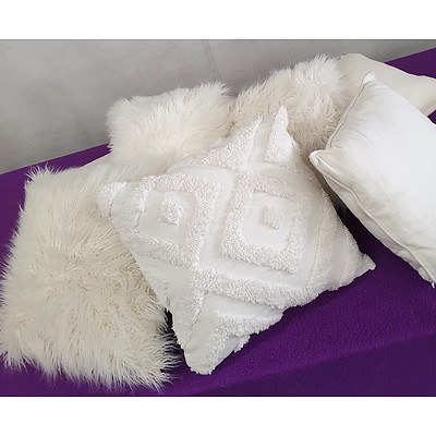 White Throw Cushions - Lot of Eight