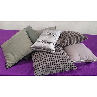 Grey Throw Cushions - Lot of Seven