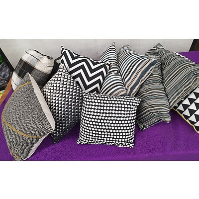 Selection of Assorted Striped and Patterned Cushions - Lot of 12
