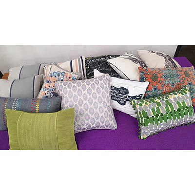 Selection of Assorted Shaped, Coloured and Patterned Cushions - Lot of 13