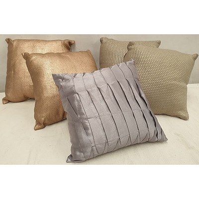 Metallic Coloured Cushions - Lot of Five