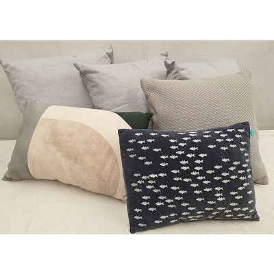 Grey and Assorted Cushions - Lot of Five