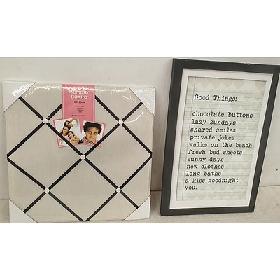 Photo Pin Board and Framed Quote Print
