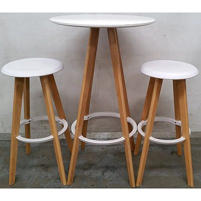 Contemporary Bar Table and Two Stools
