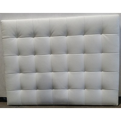 White Leather Double Bed Headboard