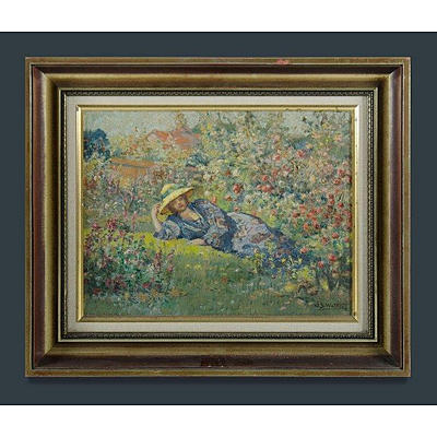 WATKINS John S (1866-1942), 'The Rose Garden', Oil on Panel