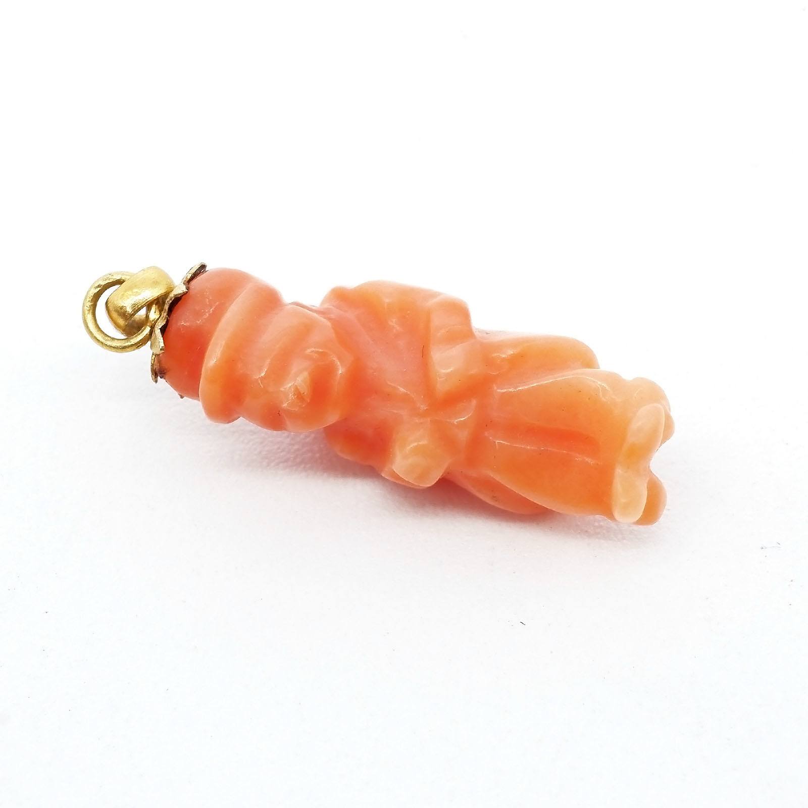 'Small Carved Red Coral Charm'