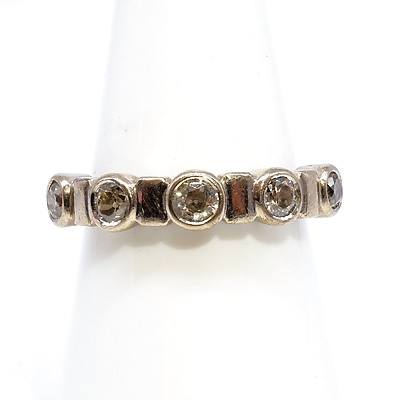 18ct White Gold Diamond Ring with Five Old European Cut Diamonds in Bezel Setting