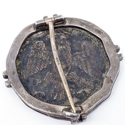 Late 16th or 17th Century Silver Thaler, Austro-Hungarian Empire, Now Mounted as Brooch