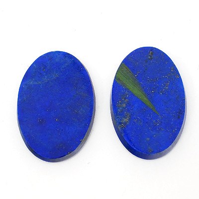 Two Flat Cabochons of Lapis Lazuli 21mm by 15mm