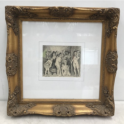 Norman Lindsay Print with Ornate Frame