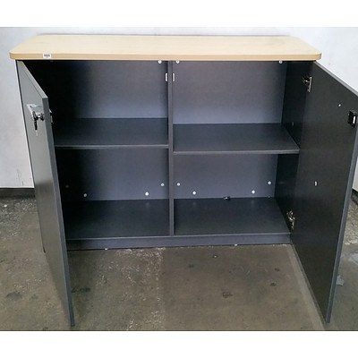 Grey Personal Storage Cabinet With Timber Top