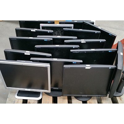 Bulk Lot of Assorted 17-Inch and 19-Inch LCD Monitors
