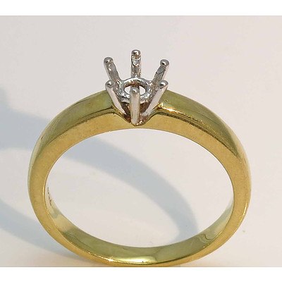 18ct Yellow Gold Ring Mount-White Gold 6-claw Collet