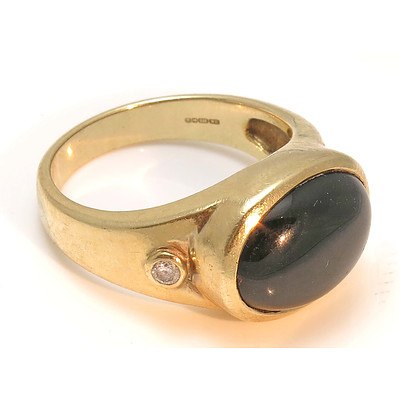 9ct Gold Black Onyx & Diamond Ring