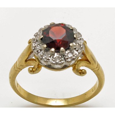 18ct Gold Garnet & Diamond Ring