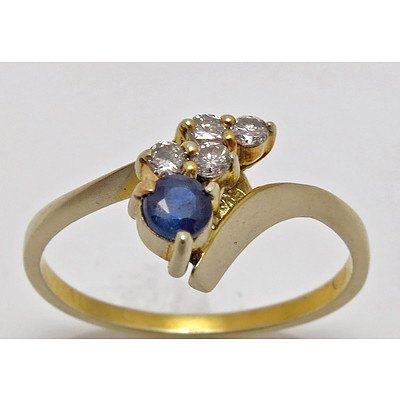 Vintage 9ct Gold Sapphire & Diamond Ring