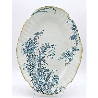 Antique English Burslem Porcelain Platter in Woodland Pattern Circa 1894-1920s