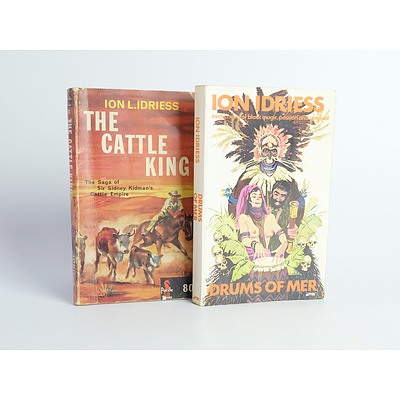 The Cattle king (1967, Pacific Books Edition) and Drums of Mer (1977, Arkon Edition) by Ion Idriess, Paperback