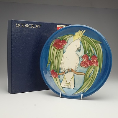 Moorcroft Sulfur Crested Cockatoo Plate, 48/350, 1995