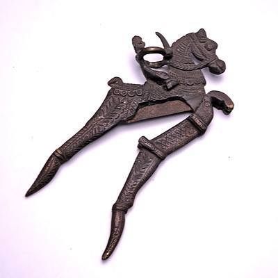 Antique Betel Nut Cutter of a Horseman with Knife