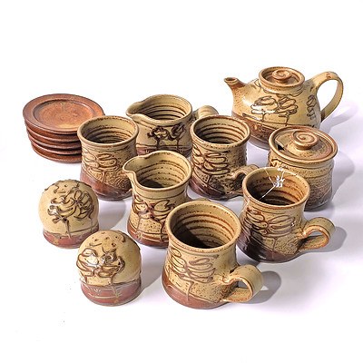Hand Made Australian Pottery Tea Set by Red Byrne Pottery, Shepparton