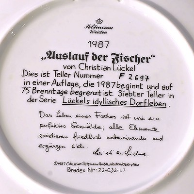 Eight Limited Edition Christian Luckel Style Side Plates and One German View of Cronberg Side Plate