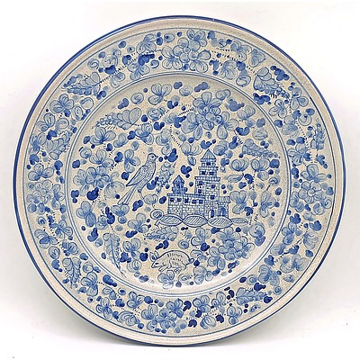 Large Franco Mari Hand Painted Display Plate From Deruta Italy with Ancient Traditional Design