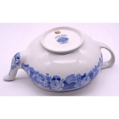 English Porcelain English Scenery Pattern Tea Pot with Lid and Pine Cone Finial by Woods and Sons Circa 1930