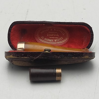 Bartonreal Briar 15ct Gold Topped Cigarette Holder and Another Birmingham 9ct Gold Topped Cigarette Holder with Case