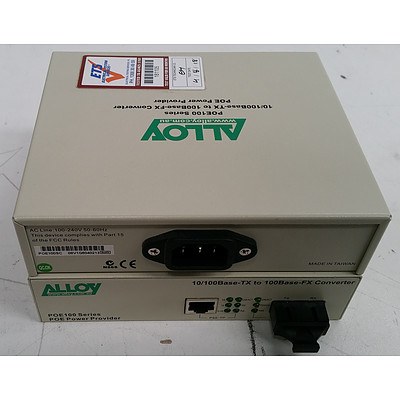 Alloy POE100/POE200 Series 10/100Base-TX to 100Base-FX Converter - Lot of 44