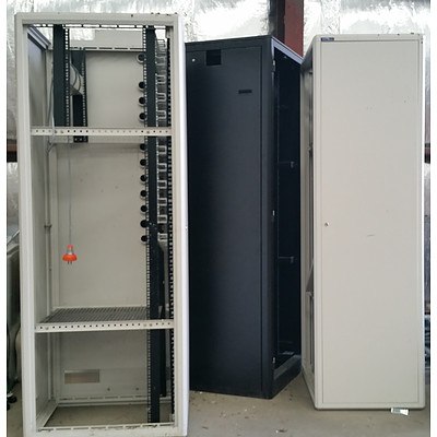 Light Gray & Black Server Racks - Lot of Three
