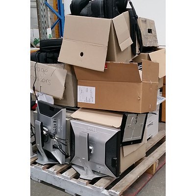 Bulk Lot of Assorted IT & Office Equipment - Office Phone, Laptop Bags, Monitors & Accessories
