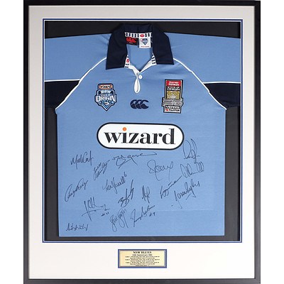 2005 NSW Blues State of Origin 25th Anniversary Jersey, With Sixteen Signatures