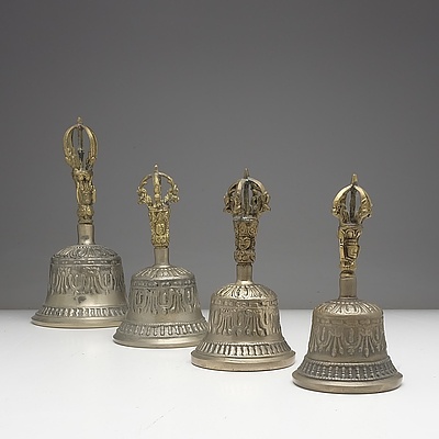 Four Graduating Buddhist Cast Ritual Bells