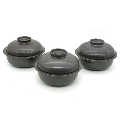 Three Small Arabia Cooking Pots