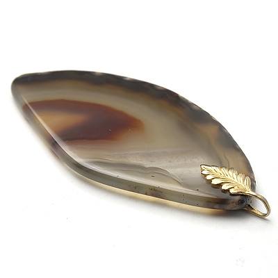 Agate Slice with Yellow Gold Leaf Fob