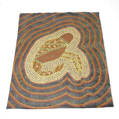 Two Aboriginal Dot Paintings, Including Emu and Australia Motif