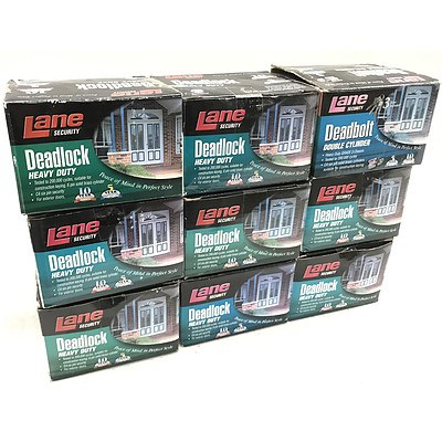 Lane Security Double Cylinder Deadlocks - Lot of 9 Brand New - RRP Over $800
