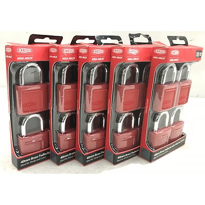Lockwood Assa Abloy 40mm Brass Padlocks with Silicone Covers, 4 Pack - Lot of 5 Brand New - RRP Over $500