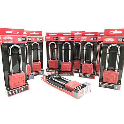 Lockwood Assa Abloy 40mm Brass Padlocks with Extended Shackle & Silicone Cover - Lot of 10 Brand New - RRP Over $250