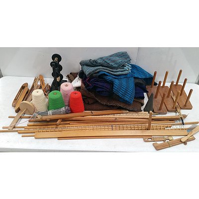 Noble Floor Loom, Noble Table Loom and a Large Group of Thread and Accessories