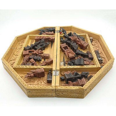Vintage Indonesian Carved Chess Set