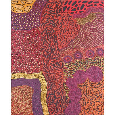 Rini Tiger (Amata, Dates Unknown) Perentie Man Creation Story 2011, Oil on Canvas