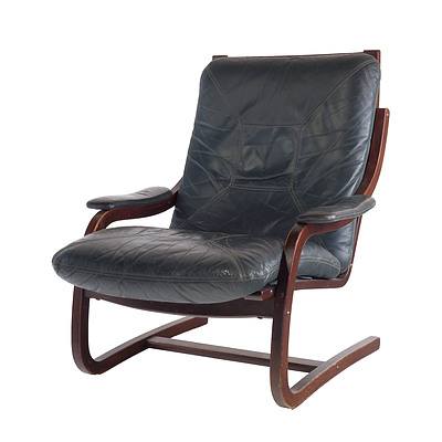 Artifex Dark Green Leather Upholstered Armchair