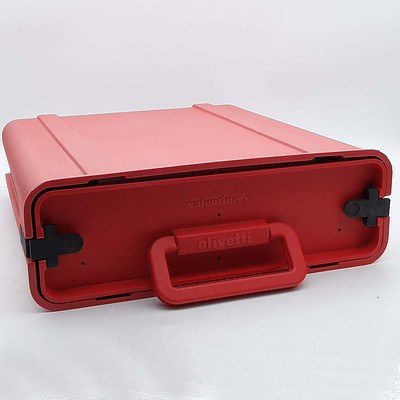 Red Olivetti Valentine S Typewriter with Case Designed by Ettore Sottsass